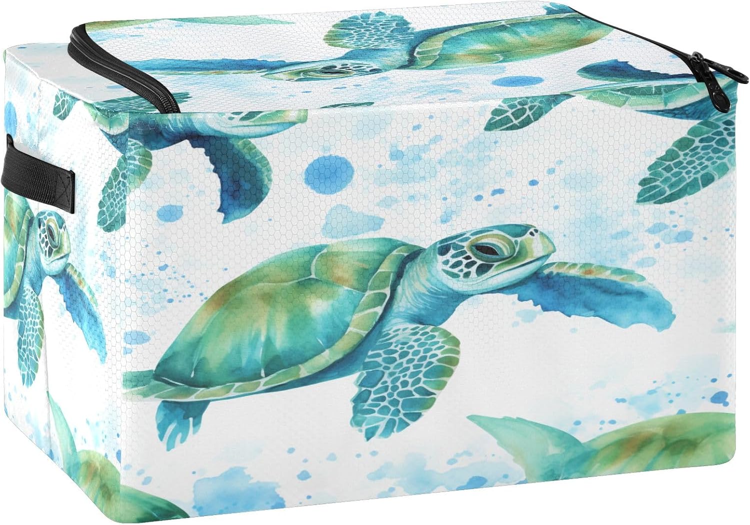 senya Sea Turtle Clothes Storage Bins with Clear Window Sea Lives Foldable Storage Bag with Lids