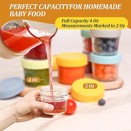 Miniatura 3 de Juego de 16 recipientes de vidrio para almacenamiento de alimentos para bebés y 10 bolsas reutilizables para alimentos para bebés, tarros de vidrio