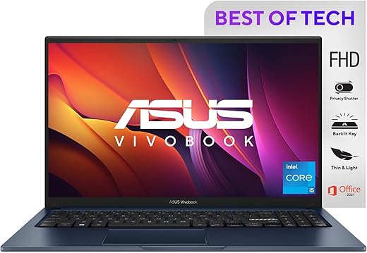 ASUS Vivobook 15, Intel Core i5-1235U, 12th Gen, 8GB RAM, 512GB SSD, FHD, 15.6″/39.62cm, Windows 11 Home, MS Office 2021, Quiet Blue, 1.7KG,…