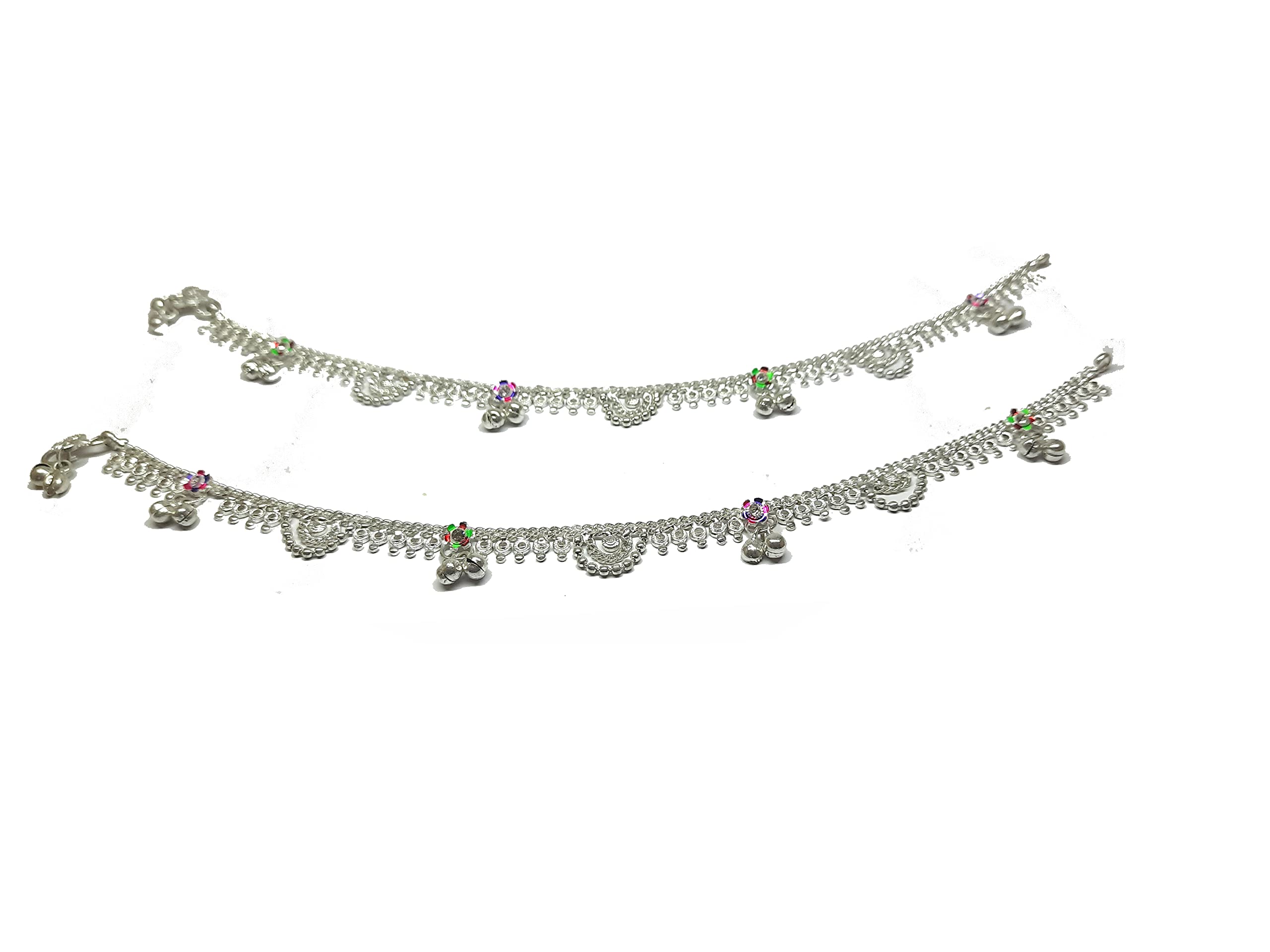 advancedestore Centric Silver Plated White Metal Alloy Anklets Payal Pair Indian Traditional Ethnic Contemporary Latest Pamela Design Fancy Foot Jewellery for Women (B09Q97XPXS) Amazon Price History, Amazon Price Tracker