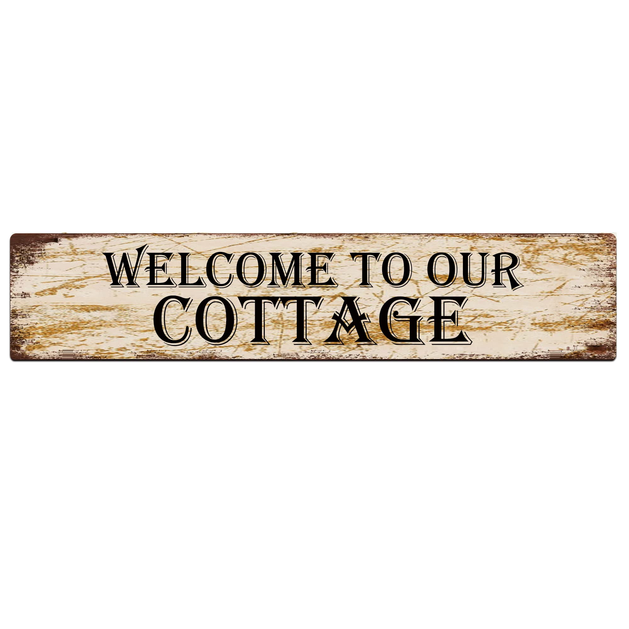 Welcome to Our Cottage Retro Tin Signs Aluminum Metal Sign for Kitchen Home Garden Wall Bar Cafe Decor 4x16 Inch