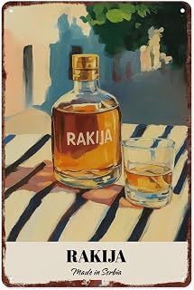 SXUZUSF Rakija Metal Tin Sign - Food Poster Vintage Kitchen Wall Decor For Kitchens, Restaurants, Bars, And Cafes Size: 12x8 Inches