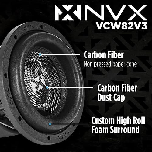 Vista 27 de NVX VCW84v3 - Subwoofer dual para automóvil de 8 pulgadas, 1300 vatios máximo (650 W RMS) de 4 ohmios serie VC (VCW84 Versión 3)