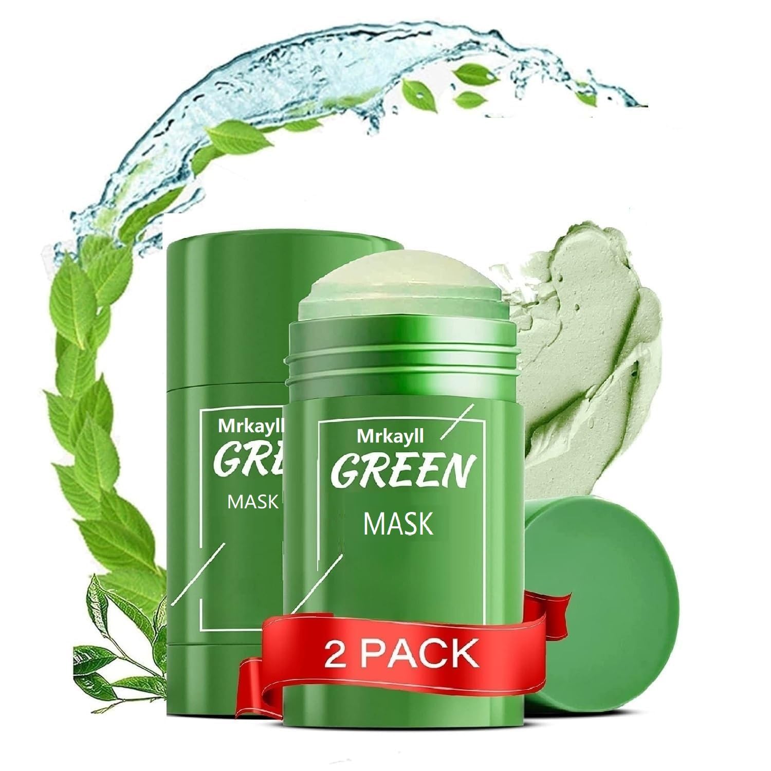 Carmex 2Pcs Green Mask Blackhead Remover,green tea deep cleanse mask for Men and Women,Green Tea Black Head Remover Stick,face masks skincare for All Skin Types
