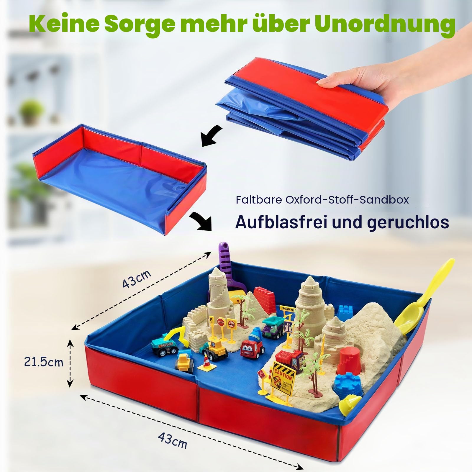 CROSOFMI Magic Sand Für Kinder Set Spielsand Faltbarer Sandkasten für Jungen Mädchen 3 4 5 6 7+ Jahre Alt
