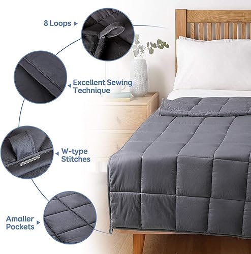 Miniatura 4 de Uttermara Manta con peso de 15 libras, manta con peso refrescante con patrón de diamante con tela de algodón estándar Oeko-TEX, 48 x 78 pulgadas,