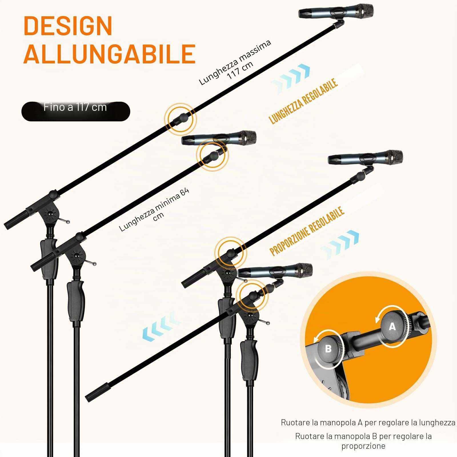 CAHAYA Supporto per Microfono Universale: Asta per Microfono Treppiede con 2 Diversi Clip Supporto per Microfono da Terra Altezza Regolabile per Concerti Videoconferenze Palchi Matrimoni CY0362