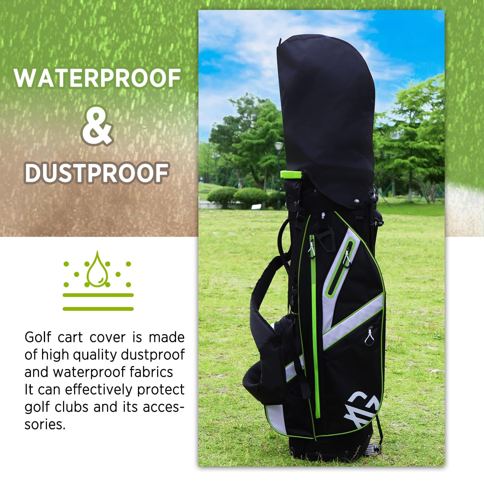 XDriveMax Golfbag, leichtes Golf standbag mit 8-facher Unterteilung für Herren und Damen,Premium Golf Bag mit Regenhülle, Kühlfach und Golfzubehör Kit