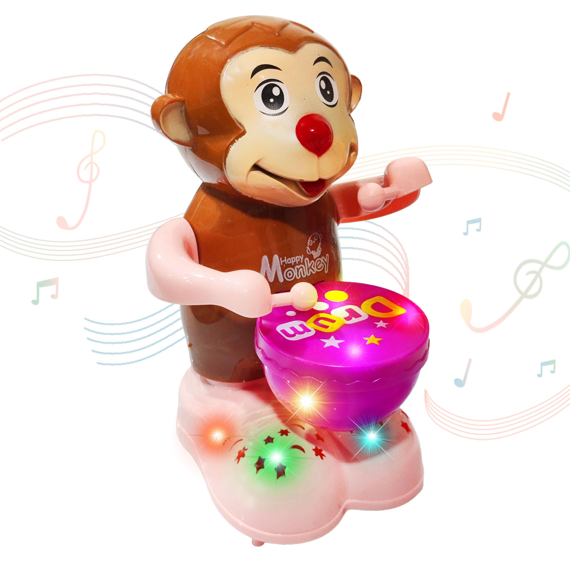FunBlast Monkey Drummer Toy for Kids - Swinging & Rotating Funny Musical Drum Beat Toys for Kids & Toddlers, Light and Music Toys for Babies & Toddlers (Multicolor)-image-32