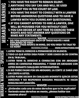 Laser Etched Metal Miranda/Spanish Miranda Card for law enforcement