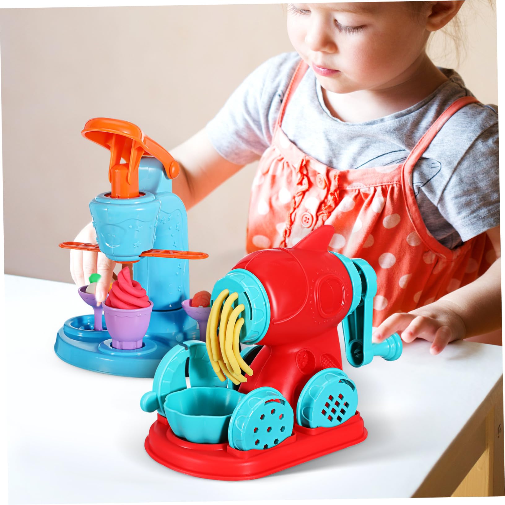 Abaodam Set da Gioco per Bambini 51 Pezzi Strumenti per Pasta Modellabile, Macchina per Hamburger e Gelati, Design Multifunzionale in Abs per Feste di Compleanno e Attività Creative