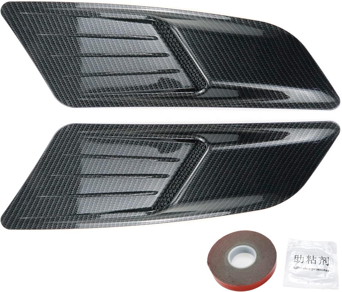 Modengzhe 2 Pcs Decorative Intake Scoop Turbo Bonnet Vent Hood Car Fender Intake Scoop Trim ABS Decor Compatible with Mustang 2015-2017 if Applicable (15-Inch, Carbon Fiber Pattern)