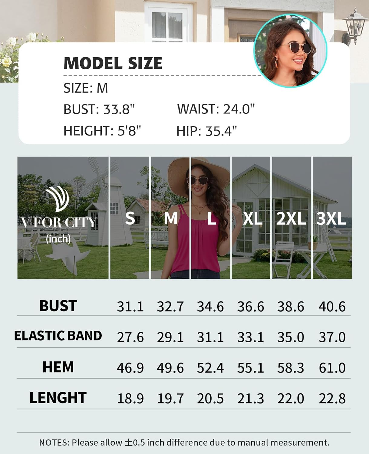 V FOR CITY Camisole Top for Women Built in Bras Summer Adjustable Double Spaghetti Strap Tank Top Scoop Neck Tops Loose Fit - Image 5