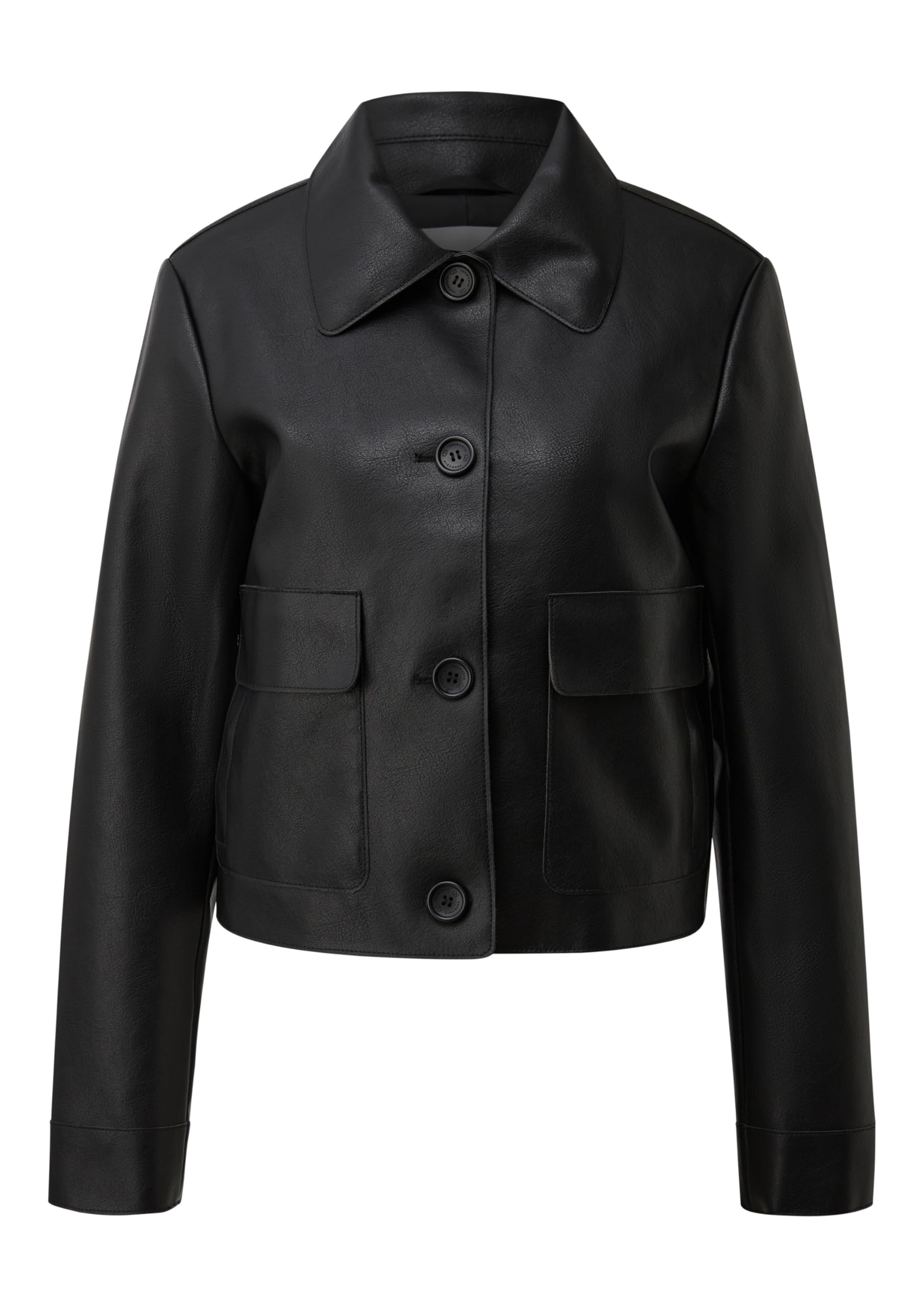 QS Damen Outdoor-Jacke – Leder-Optik, Regular Fit, Langarm