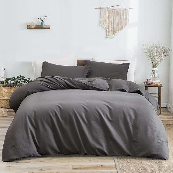 PHF Linen Duvet Cover Set Queen, Upgraded French Linen