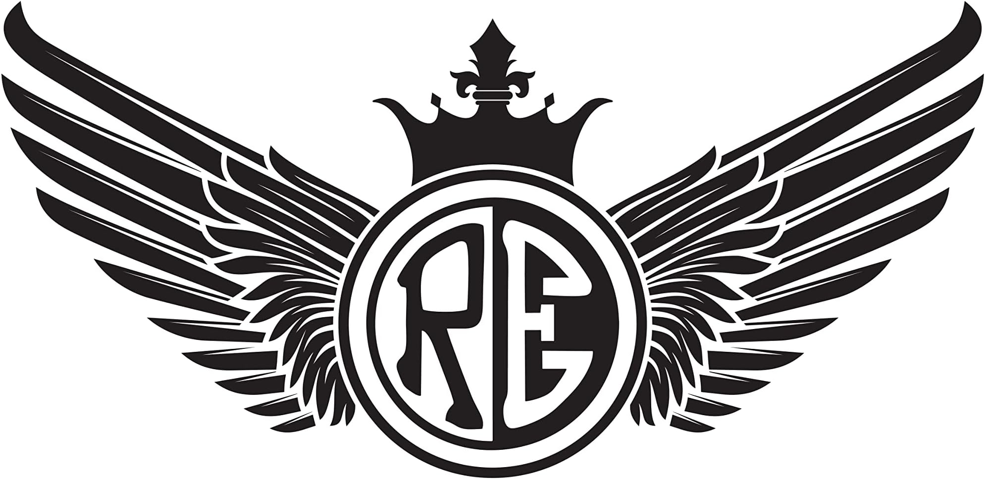 ISEE 360® RE Wings Bullet Vinyl Water Resistance Stickers Compatible for Royal Enfield Sides Tank, Battery Cover, Helmet L X H 11 X 5.5 Cms (Black)-Self-Adhesive