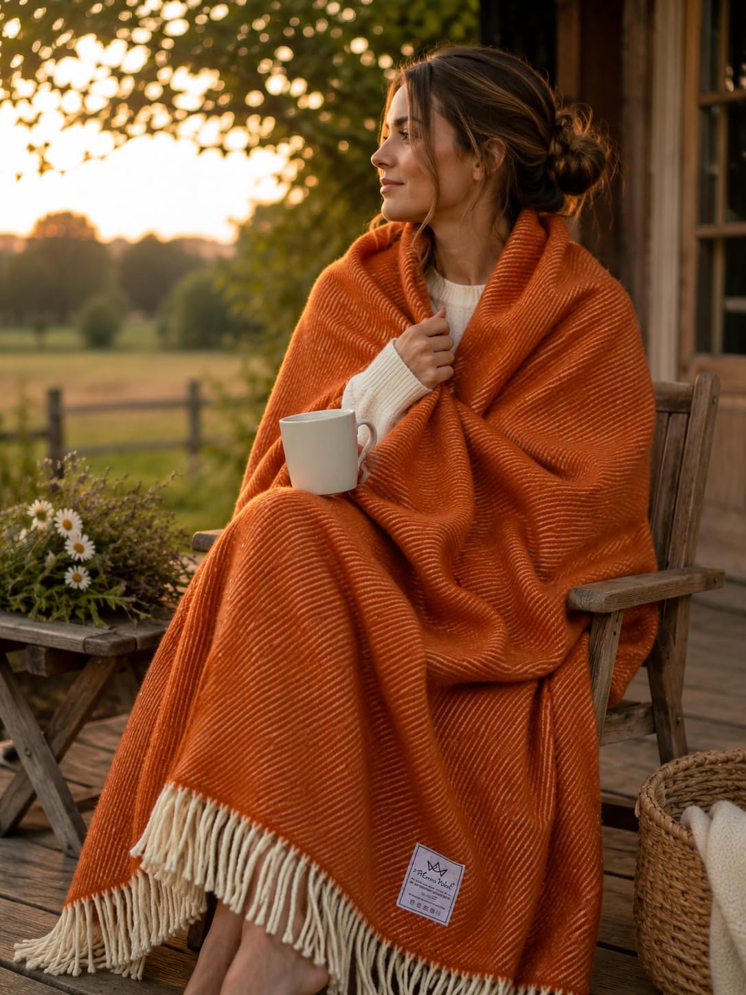 Koc wełniany Merino Wool, narzuta na łóżko, sofę 100% wełna rozmiar 160 x 200 cm