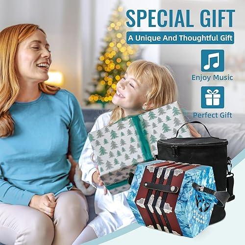 Miniatura 27 de Acordeón de 20 botones para adultos, acordeón profesional para principiantes, correa de mano ajustable, accesorios de instrumentos musicales con Rojo