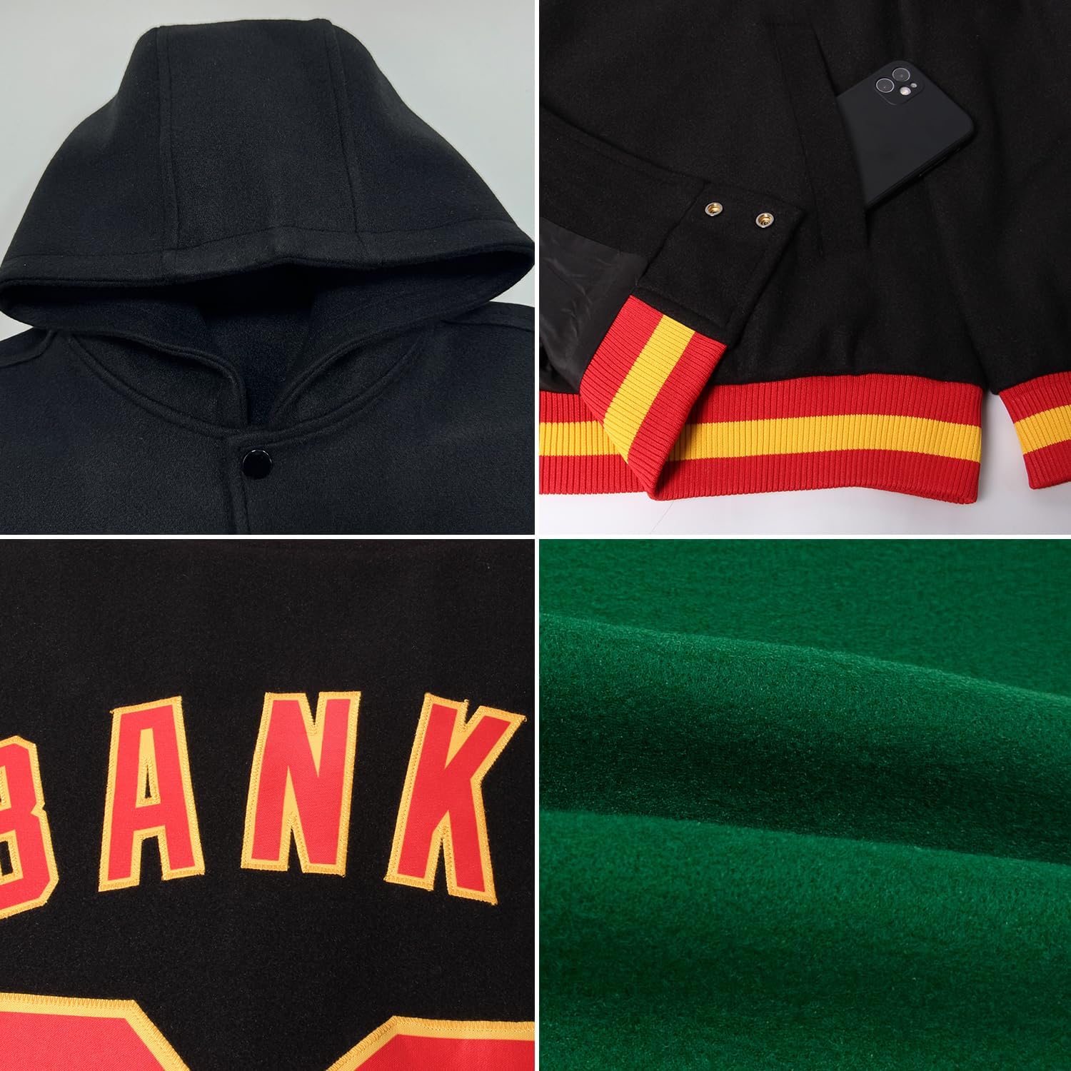 Fanscustom Custom Baseball Team Hoodies Jacket Personalized Football Varsity Jacket Bomber Jersey for Adult Teens Kids