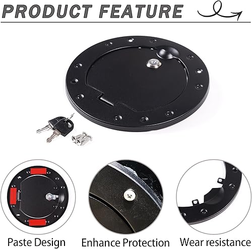 Miniatura 4 de Tapa antirrobo de repuesto para tapa de depósito de combustible compatible con Hummer H3 2005-2009, tapa de tapa de gas con bloqueo, puerta del