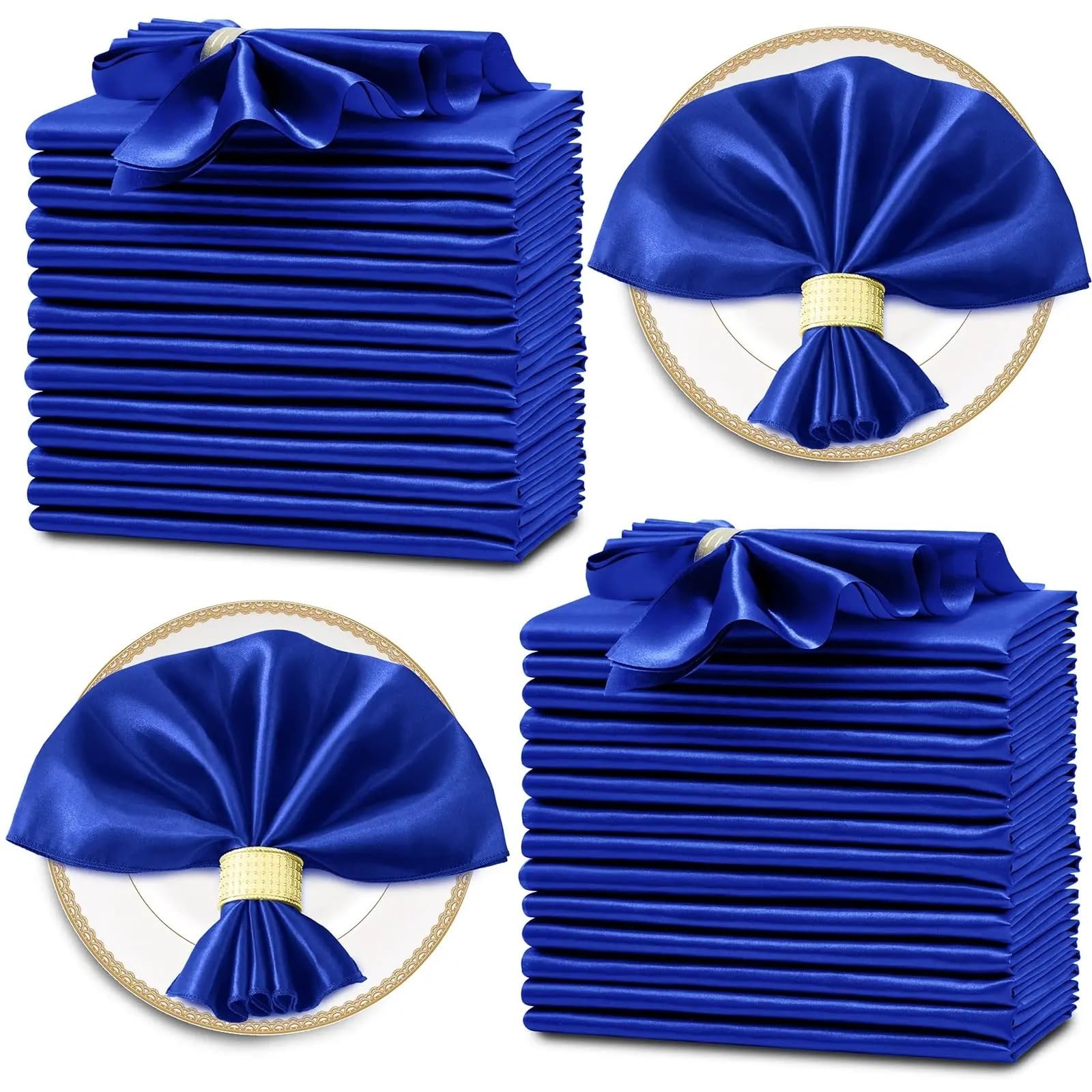 Cotton Table Napkins, 60 Pack 30x30cm Silky Satin Square Multicolor(60pcs Blue)