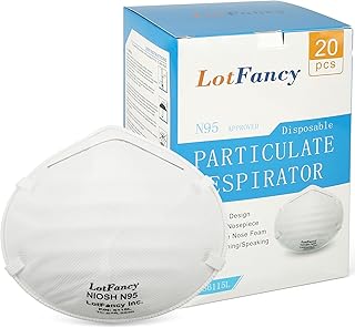 LotFancy NIOSH N95 Particulate Respirator Mask, 20PCS Disposable Face Mask, Against Dust, Air Pollution, Particle, Smoke, ...