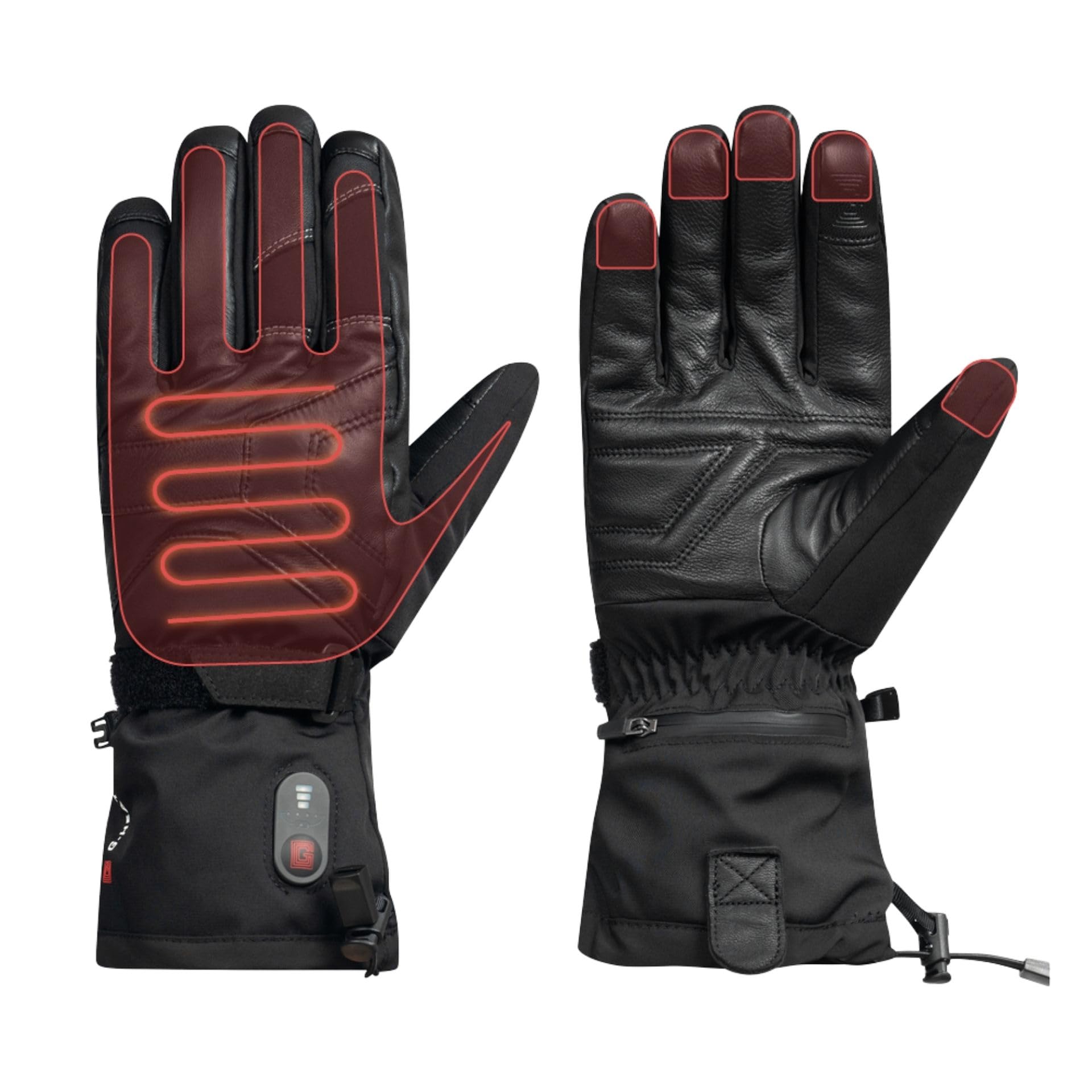 Gants Chauffants Hiver 3 Modes Réglables - Bouts Doigts Tactiles - Pour Ski, Vélo, Travail Extérieur - Alimentation Piles/USB