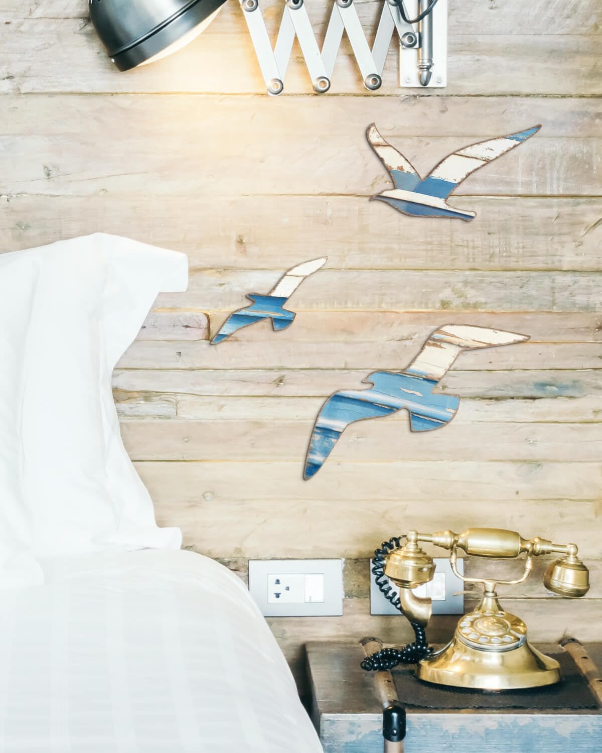 Putuo Decor 3pcs Wood Nautical Decor Seagull Wall Decor Nautical Coastal Theme Wall Art Adhesive Seagull Wall Sculpture Sea Birds Lake House Ocean Decoration Vintage Ornaments For Home Bathroom
