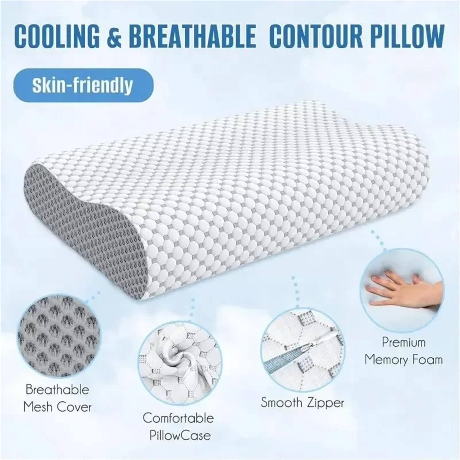 Almohada De LáTex Almohada de Esponja con Memoria for Cuello y Hombros, Almohada for sueño Profundo, Transpirable, Rebote Lento, Suave Fresca
