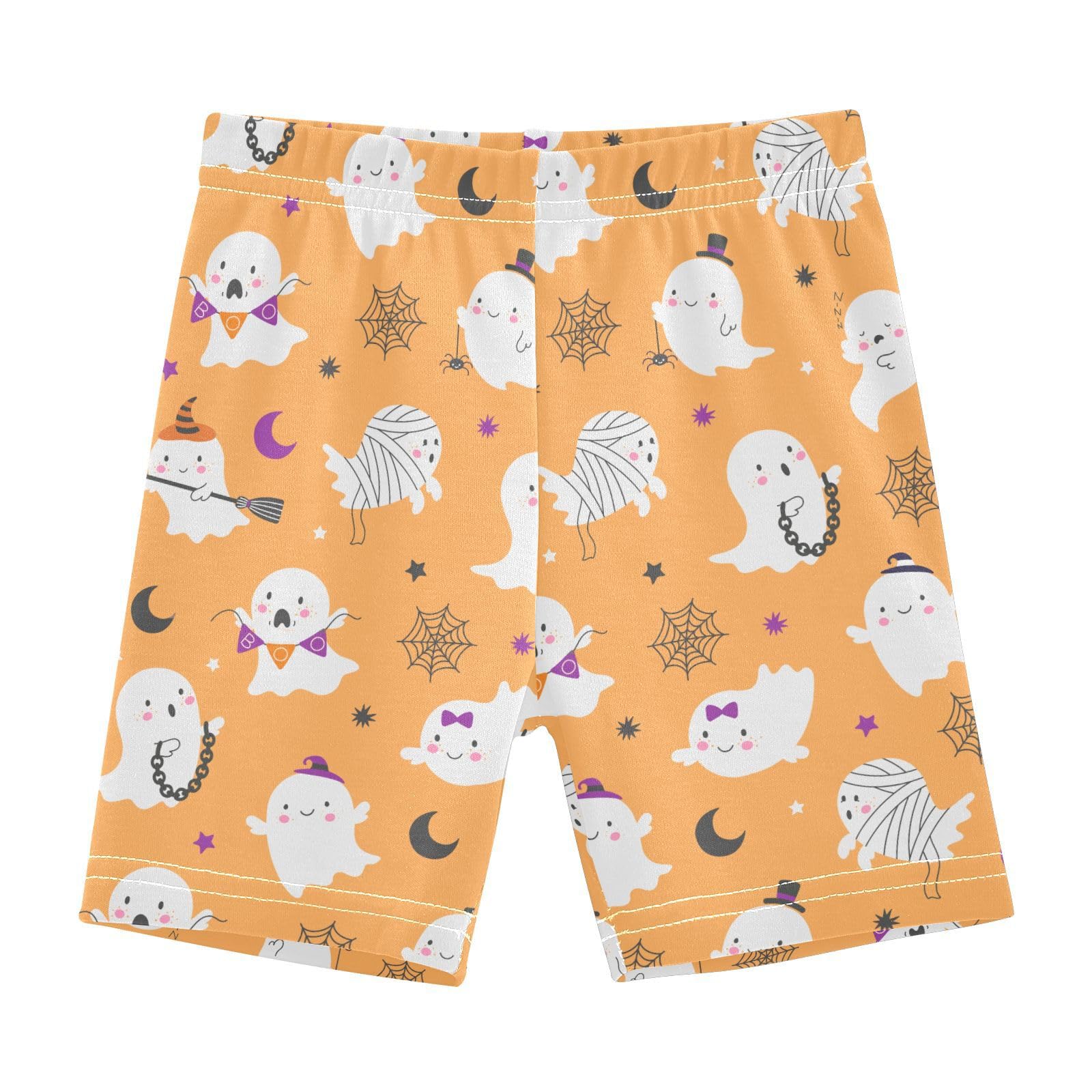 JHKKU Girls Halloween Ghost Shorts Cotton Cartwheel Bike Kids Biker Under Dress Dance Short Girl Clothes 10Y