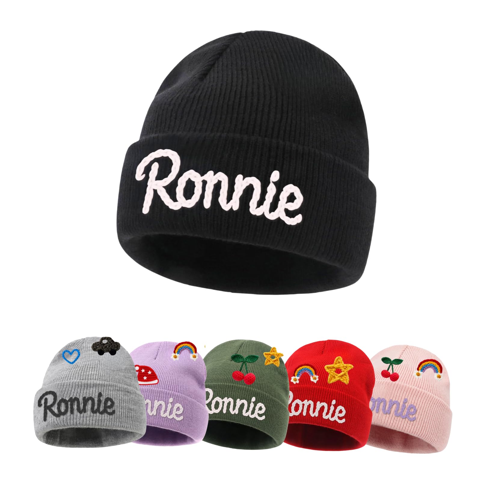Custom Name Baby Beanie for Boys Girls, Personalized Knit Toddler Winter Hat for Kids, Hand Embroidered Winter Hat, Baby Gift