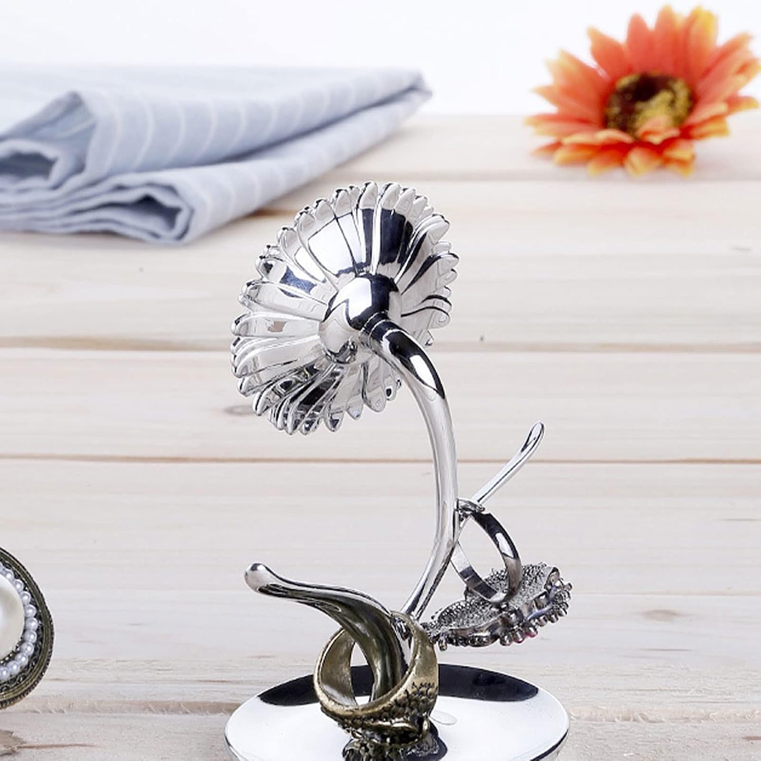 Ring Stand Holder Sunflower Display Ring Organizer Rack Holder Dresser Decoration Gift Women