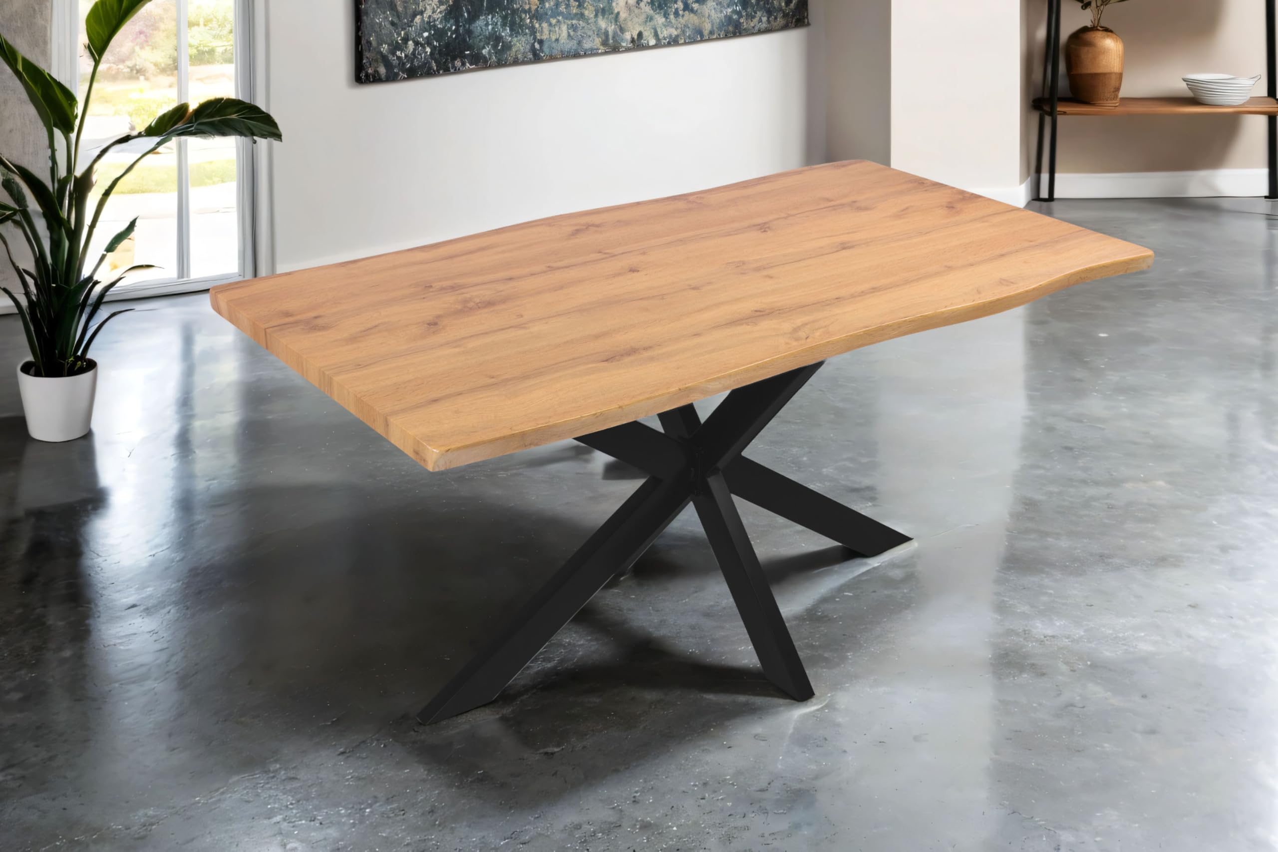 SAM Esstisch Josy 160x85 cm Holz Wildeiche-Optik Spider-Gestell schwarz