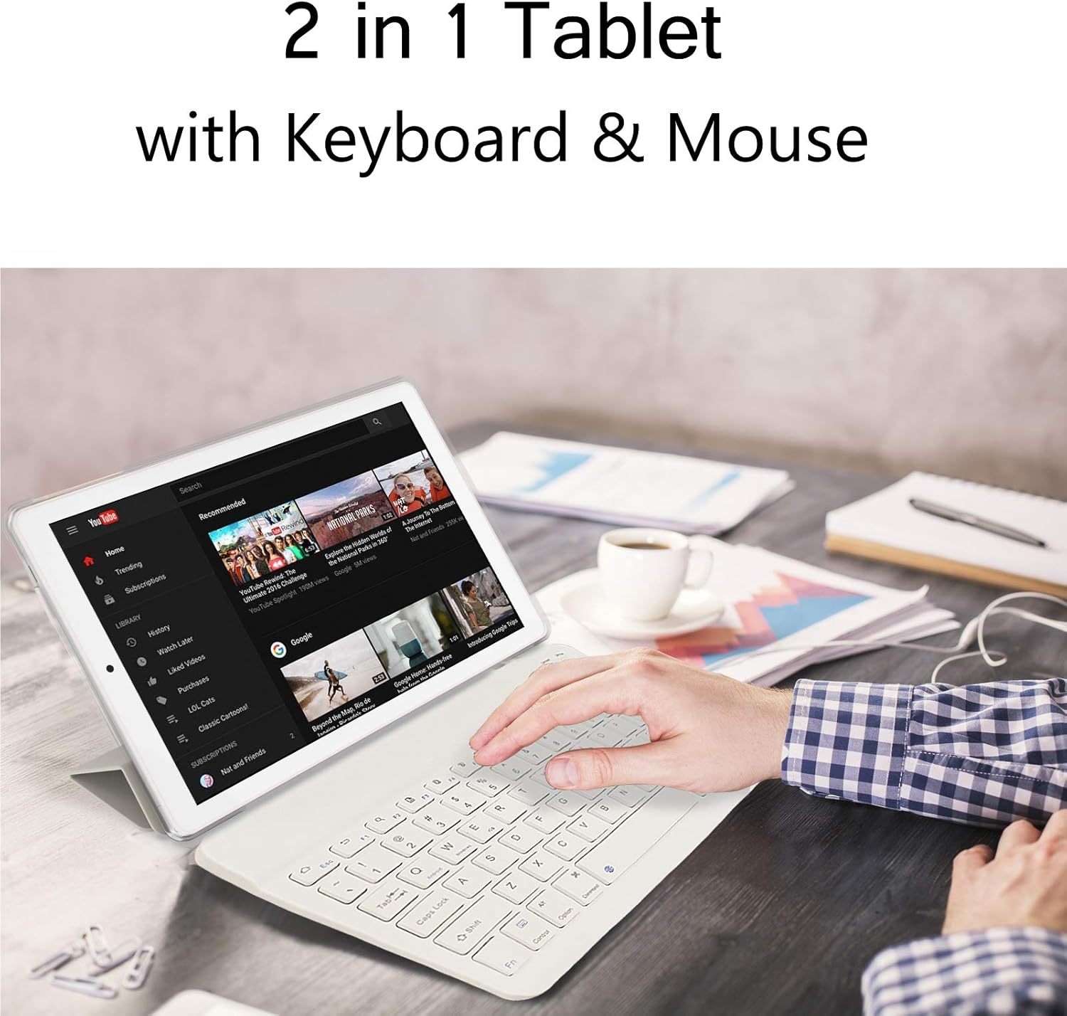 Get Special Price Tablet 10 inch, High Performance 2 in 1 Android 9.0 Tablets with Keyboard Case & Mouse, 3GB RAM 64GB Storage, Quad Core, Dual Sim Card, 4G WiFi, 8MP Camera, 8000 mAh, FM, GPS, Bluetooth - Pink