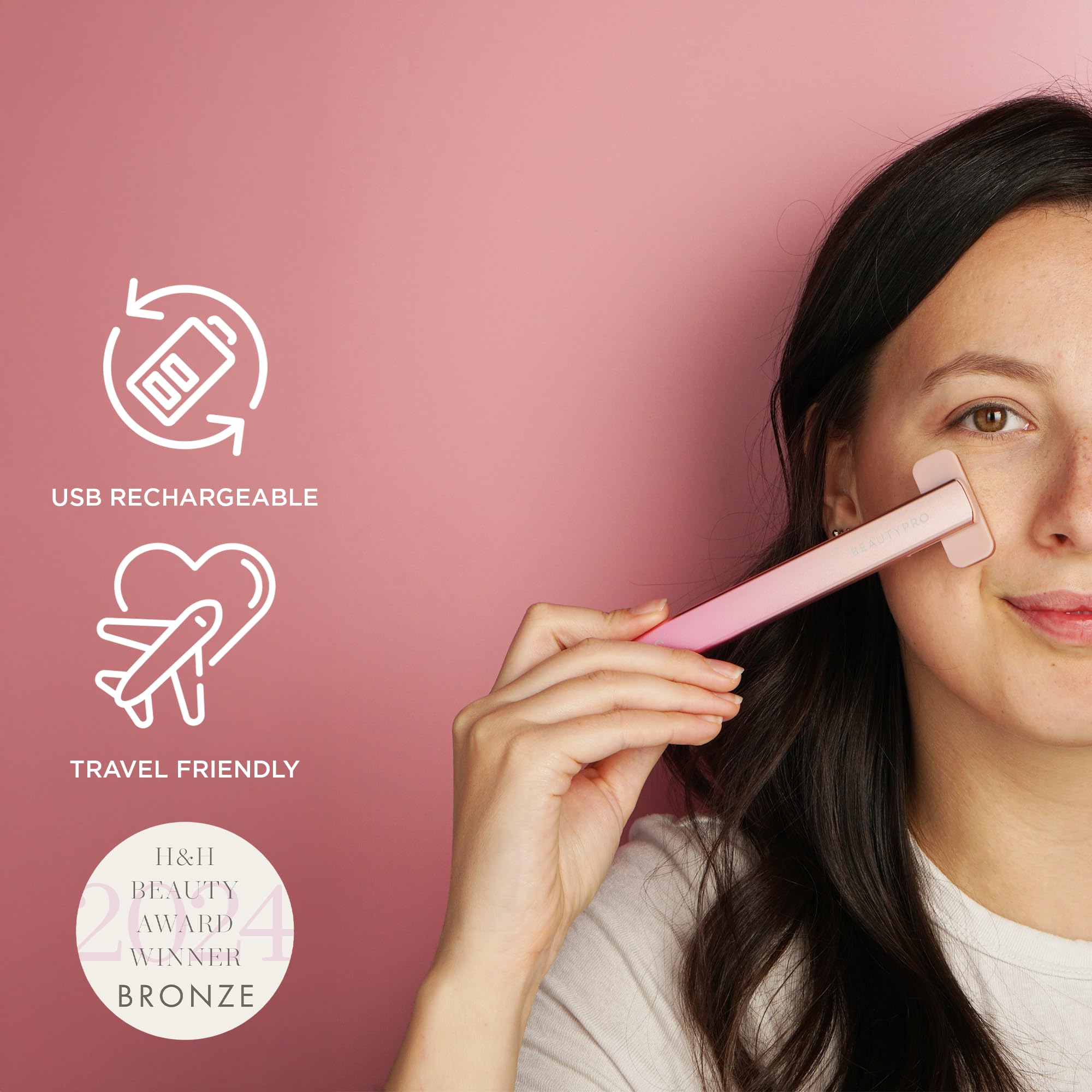BEAUTYPRO Bacchetta LED 5 in 1 anti-età | Bacchetta per terapia con luce rossa e luce blu per viso e collo | Dispositivo facciale microcorrente EMS per anti-invecchiamento | Massaggiatore portatile |