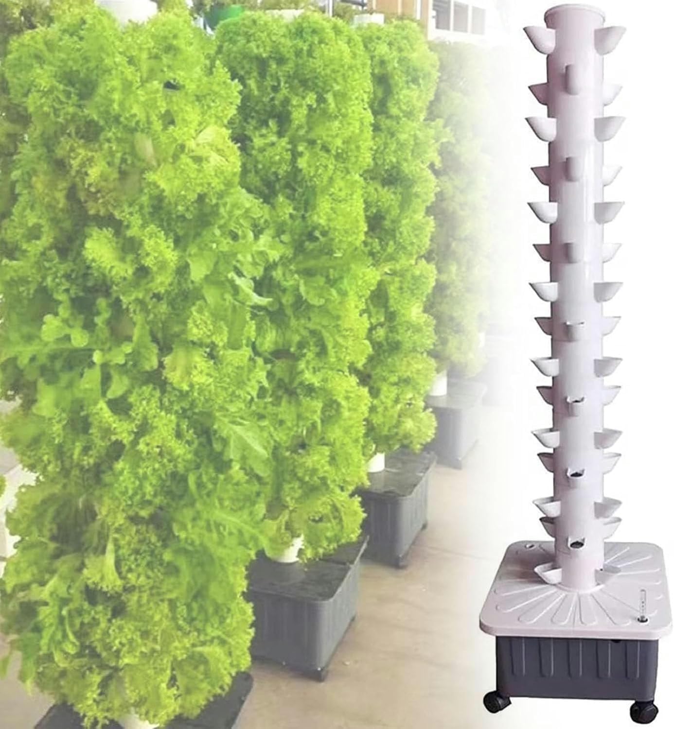 Hydroponisches Anzuchtset, Hydroponik-Turmset mit 15 Etagen und 45 Löchern, vertikales Hydroponik-Anzuchtsystem für den Garten, Gemüsepflanzenturm als Geschenk für Gartenliebhaber für die Gartenarbe