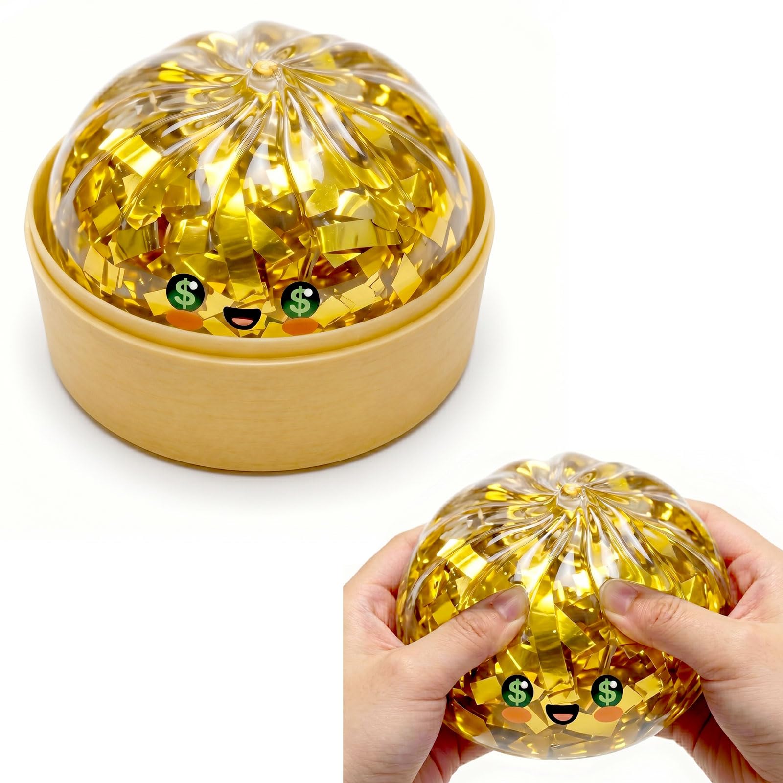 Gold Dumpling Squishy - Golden Ticket Edition Dumpling Squishy Mystery Box, Stress Relief Sensory Toys, Fidget Toys Squishys Suitable Boys Girls, Gifts for Anxiety & Relaxation (Glod) — image 1