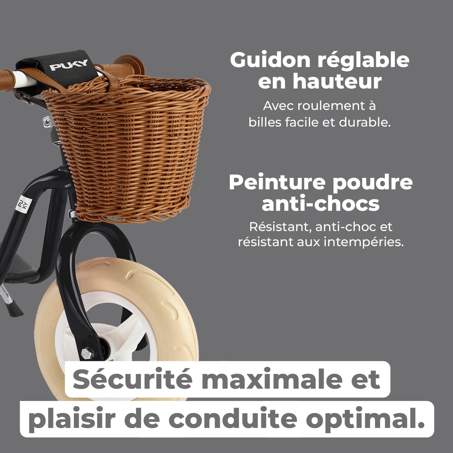 PUKY LR M Classic | Draisienne dès 2 Ans | Jouet Enfants 2 Ans | Trottinette avec Repose-Pieds | Véhicule rétro Classique | Vélo équilibre avec Panier et béquille | Guidon et Selle réglables
