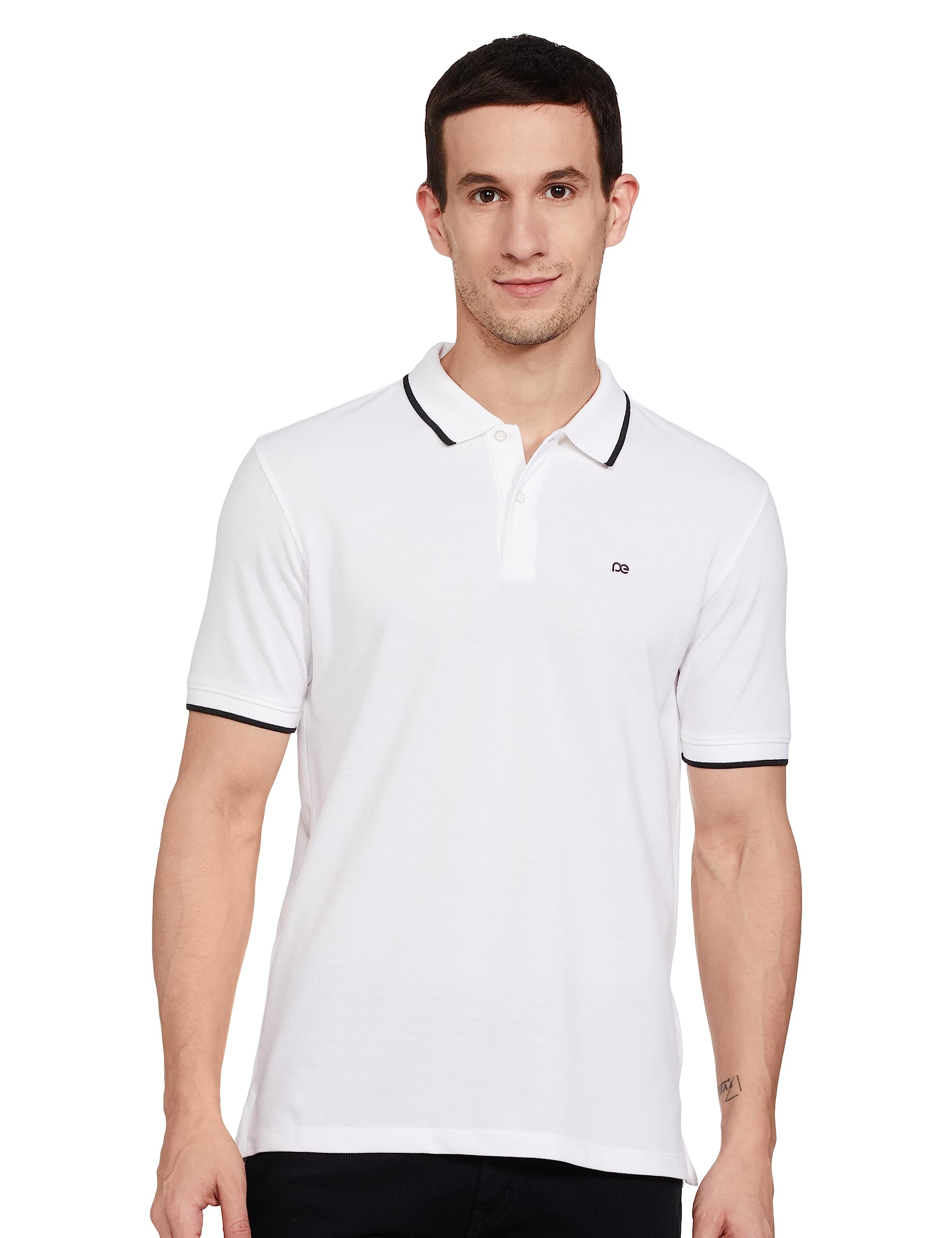 Peter England Men's Snug Fit Solid Polo T-Shirt with Coloured Collar Tipping| Cotton Rich| Premium Pique Weave