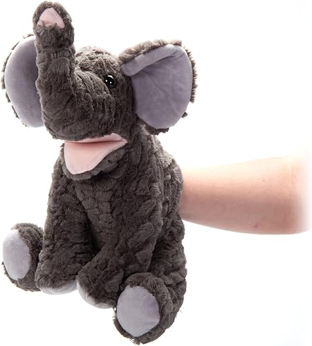 The Petting Zoo Marioneta de peluche de elefante de mano, regalos para niños, animales de marioneta, juguete de peluche interactivo de elefante de