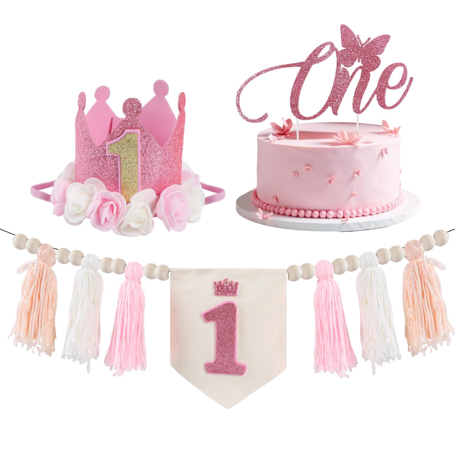 Lot 29 Pièces Décoration Gâteau Ours Rose - Boules Et Lettres Pour Anniversaire Fille, Baby Shower Et Révélation Sexe