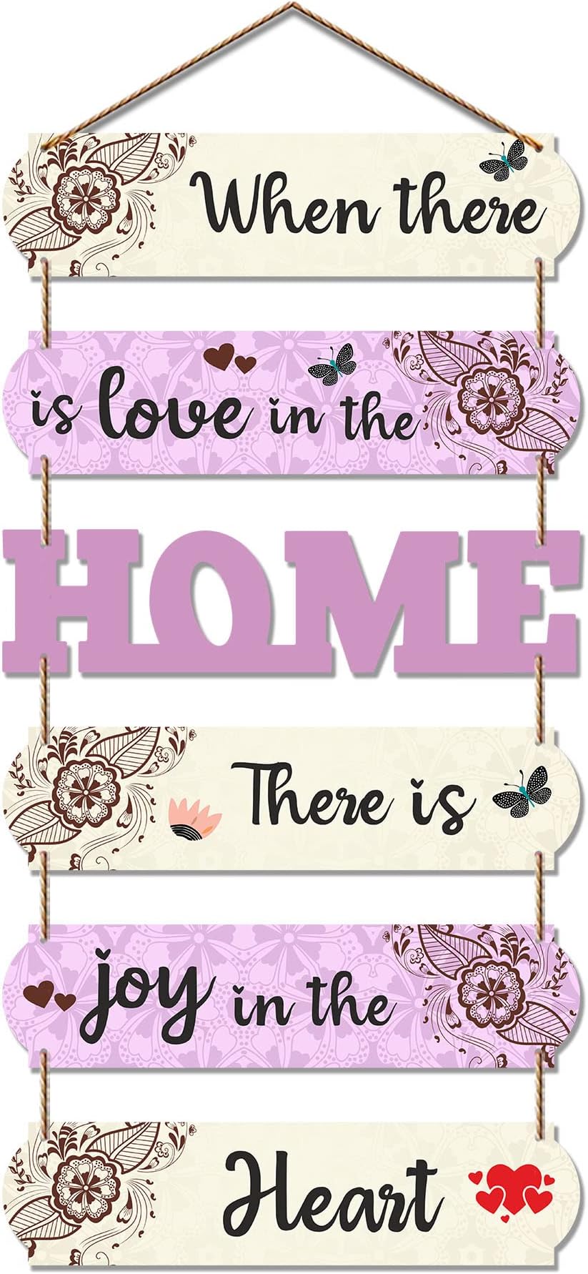 Artvibes Home Quote Decorative Wall Art MDF Wooden Wall Hanger for Livingroom|Bedroom|Home Décor|Office|Café|Gift(WH_6606N), Set of 6