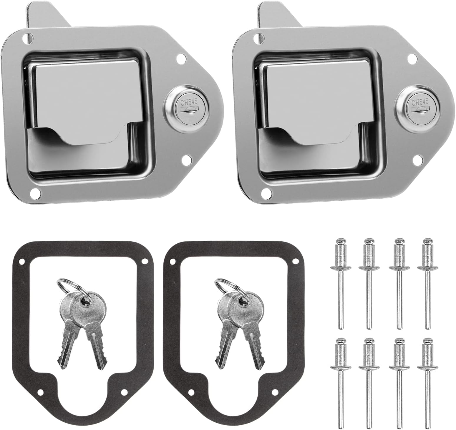 Truck Tool Box Latch Replacement Stainless Steel Toolbox Paddle Lock Replacement Handle with Keys for Truck, RV, Trailer, UTV, ATV Box (2 Pack)