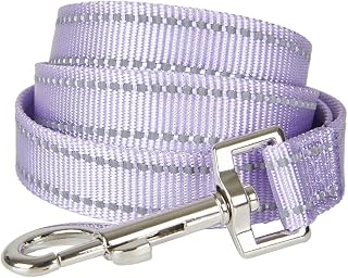 YUDOTE Correa reflectante de nailon para perro, fácil de limpiar, suave, ligera, fuerte para caminar diariamente a razas de tamaño mediano, 120 cm de largo, color lila