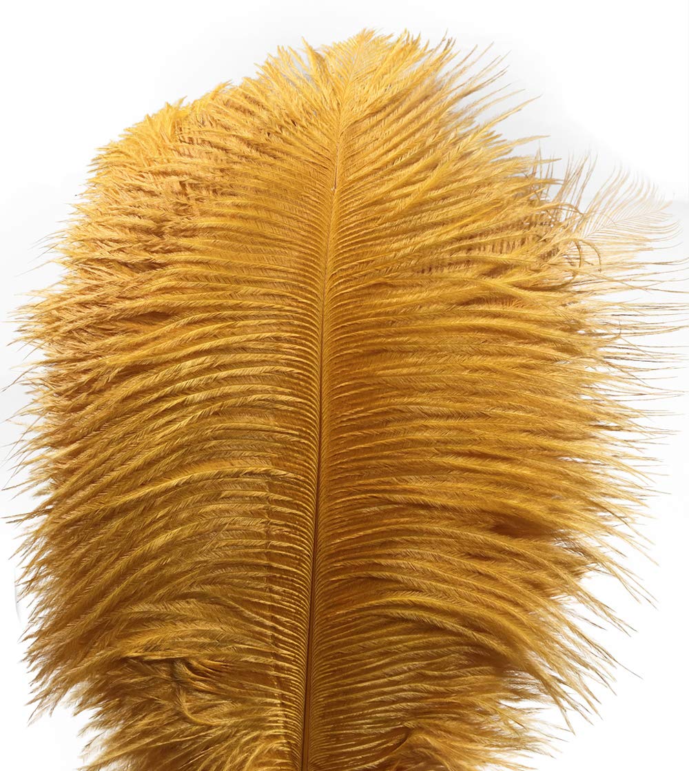 Lampu10pcs Ostrich Feathers 12-14 inch(30-35cm) Plume Home Wedding Decoration（Golden）