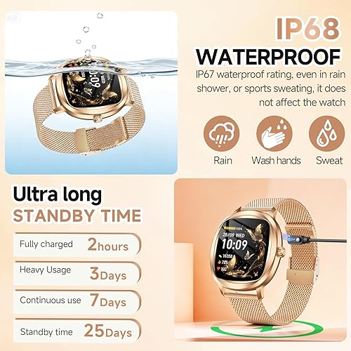 Miniatura 6 de Reloj inteligente para mujer, rastreador de actividad física de 1.72 pulgadas con respuesta/hacer llamadas, monitor de sueño/frecuencia cardíaca,