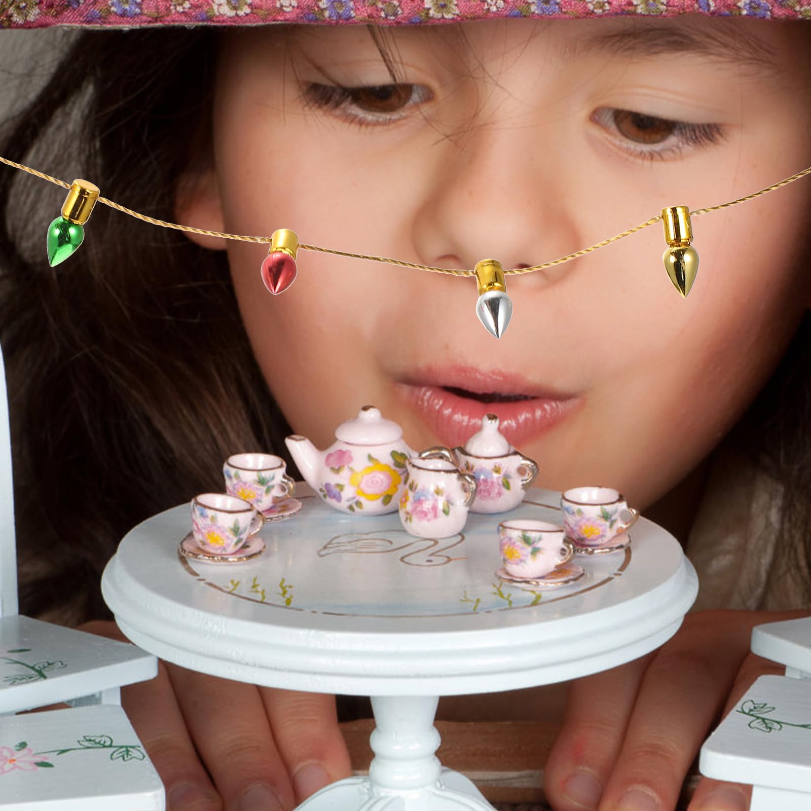 TOPBATHY Miniature String Lamp Ornament 47.2 Inch Doll House Fairy Lights Battery Operated Tiny Mini String Lights for Indoor Mini House Decor and Model Scenes - Image 2