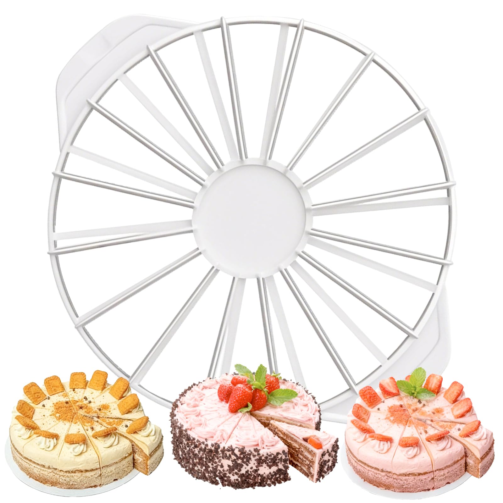 Adjustable Plastic Cake Slicer: Round Cake Divider for Cutting 14/16 Identical Pieces - Perfect Kitchen Tool for Any Occasion (White, 1 Piece)