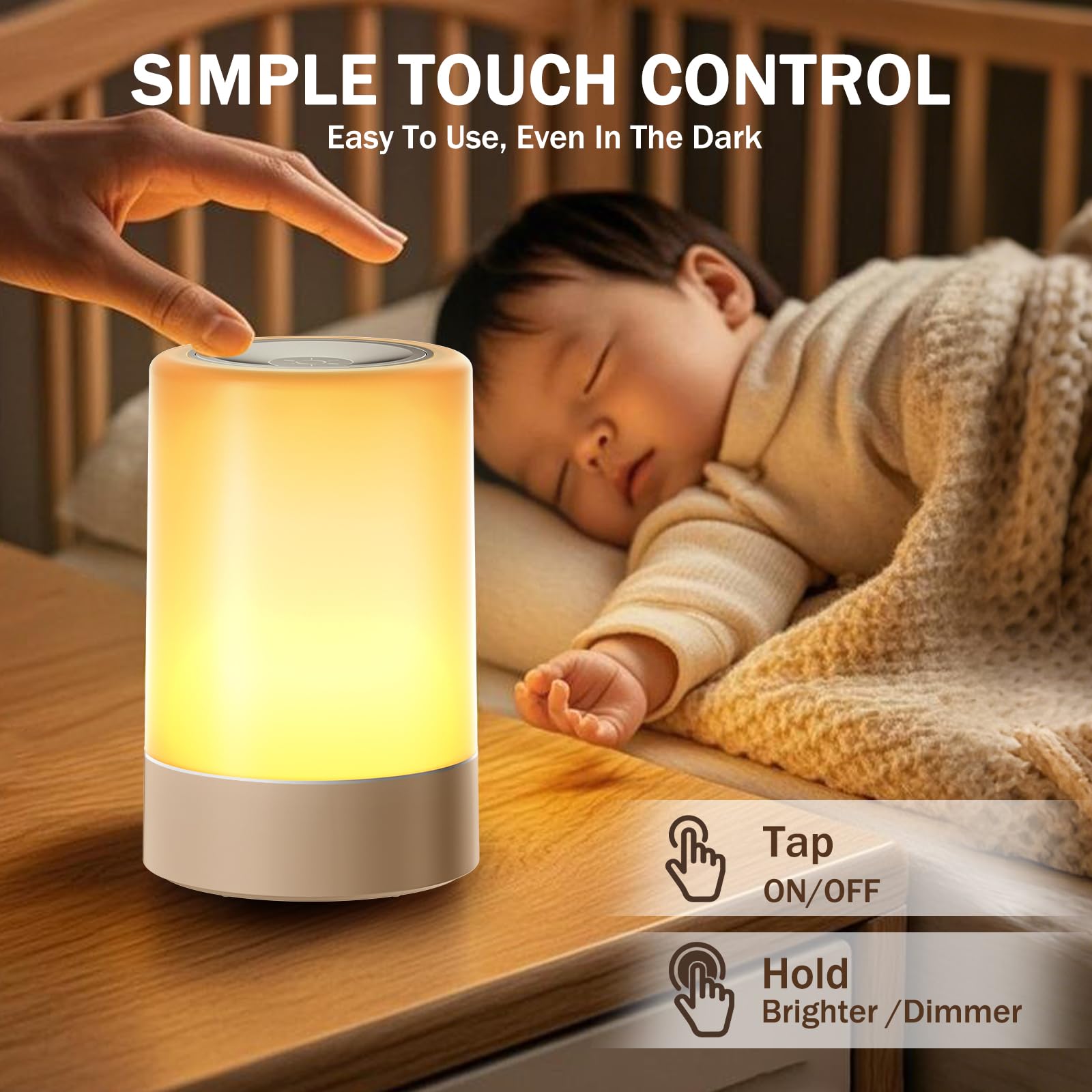 G Keni Luce notturna per bambini e bambini, lampada notturna portatile a LED touch per bambini e adulti, per l'allattamento al seno, aiuto per il sonno, lampada per allattamento ricaricabile USB, luce