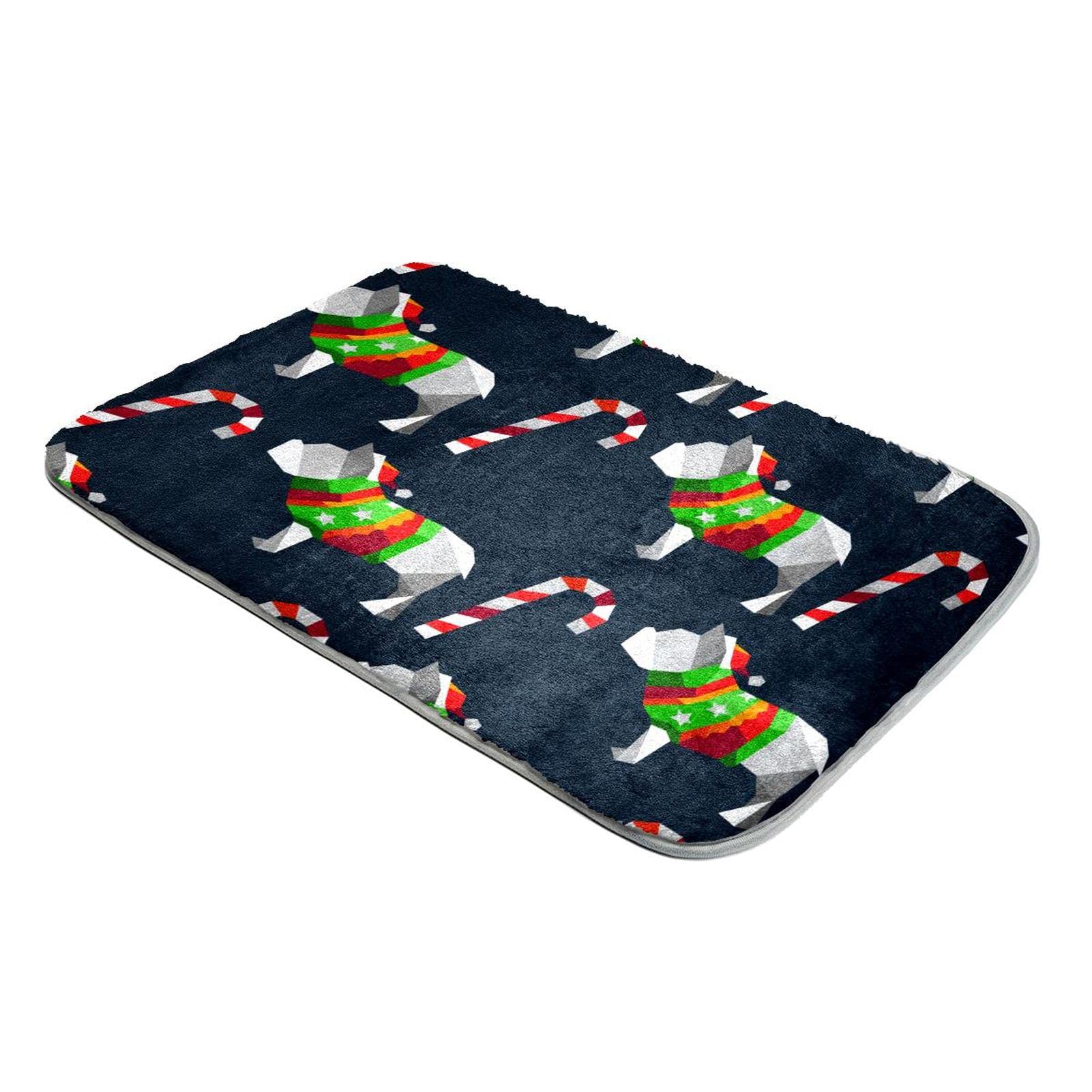 Tapis de Noël chien fausse fourrure anti-sol froid poils longs canne à sucre d'orge